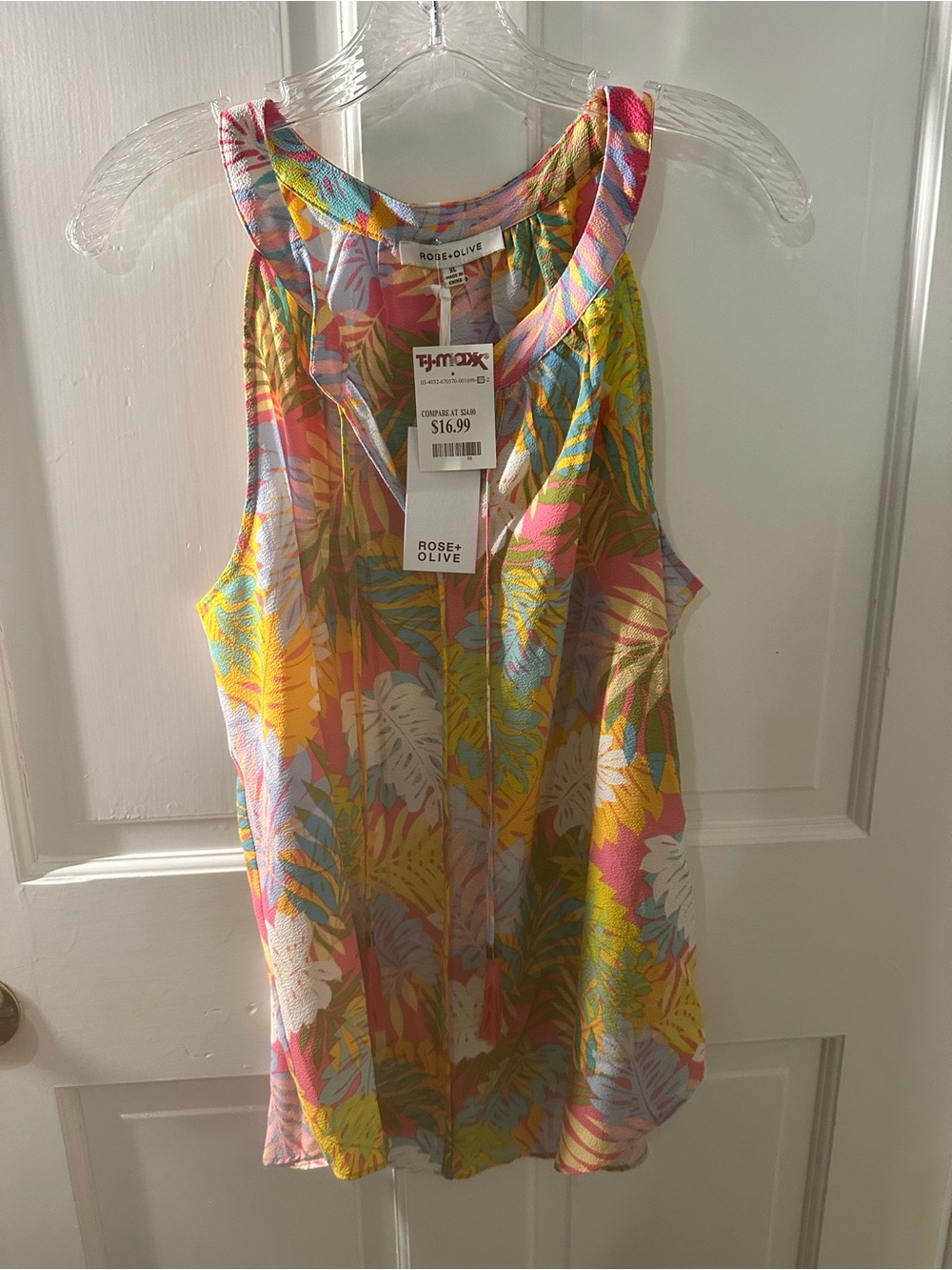 Rose & Olive Bright Tropical Print Tank - Pink, Yellow, Blue
